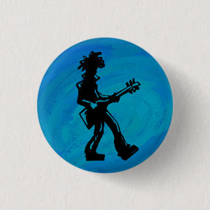 New York Boogie Nights Guitar Blue 3 Cm Round Badge