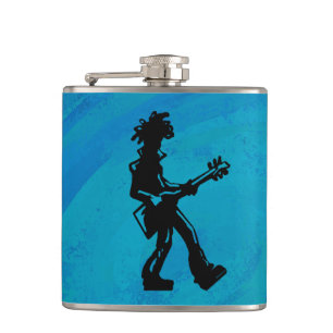 New York Boogie Nights Guitar Blue Hip Flask