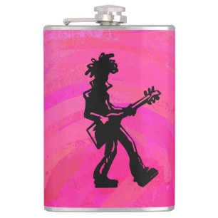 New York Boogie Nights Guitar Hot Pink Hip Flask