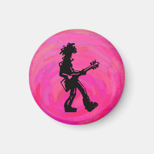 New York Boogie Nights Guitar Hot Pink Magnet