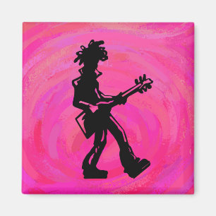 New York Boogie Nights Guitar Hot Pink Magnet