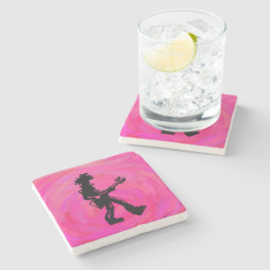New York Boogie Nights Guitar Hot Pink Stone Coaster