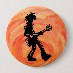 New York Boogie Nights Guitar Orange 10 Cm Round Badge