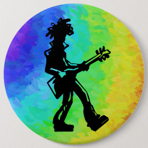 New York Boogie Nights Guitar Rainbow 6 Cm Round Badge