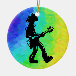 New York Boogie Nights Guitar Rainbow Ceramic Tree Decoration