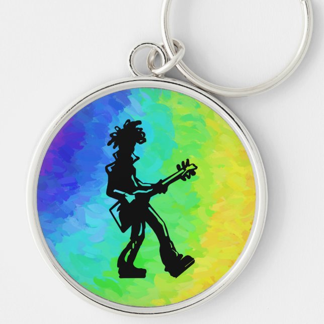 New York Boogie Nights Guitar Rainbow Key Ring (Front)