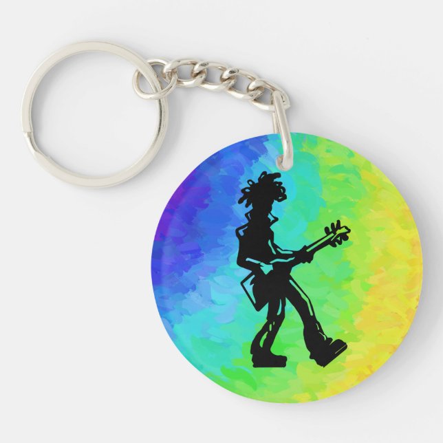 New York Boogie Nights Guitar Rainbow Key Ring (Front)
