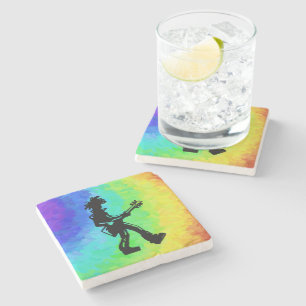 New York Boogie Nights Guitar Rainbow Stone Coaster