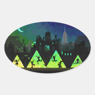 New York Boogie Nights Oval Sticker