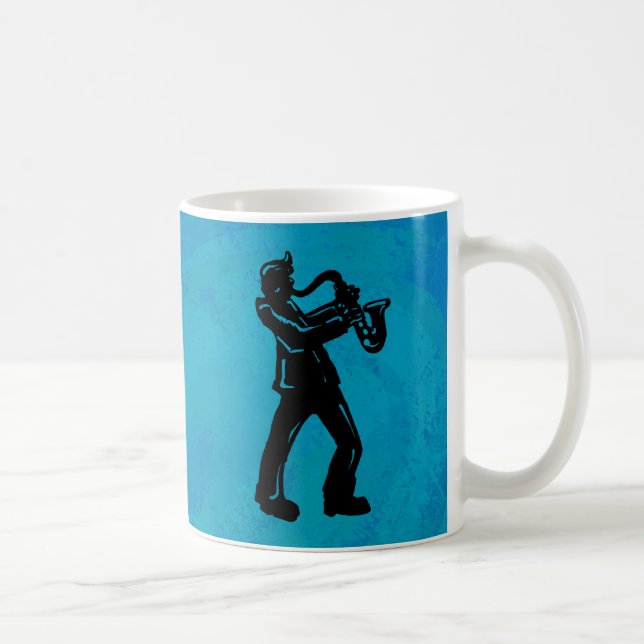 New York Boogie Nights Saxophone Blue Coffee Mug (Right)