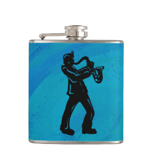 New York Boogie Nights Saxophone Blue Hip Flask
