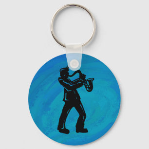 New York Boogie Nights Saxophone Blue Key Ring