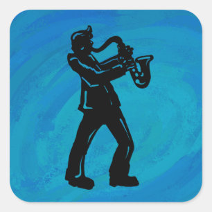 New York Boogie Nights Saxophone Blue Square Sticker