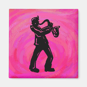 New York Boogie Nights Saxophone Hot Pink Magnet