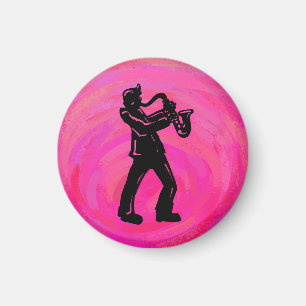 New York Boogie Nights Saxophone Hot Pink Magnet