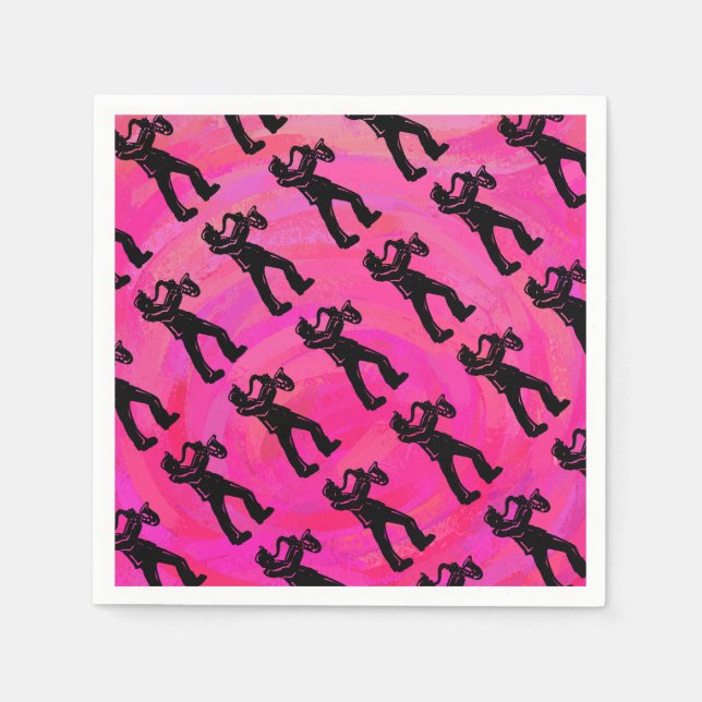 New York Boogie Nights Saxophone Hot Pink Napkin (Front)