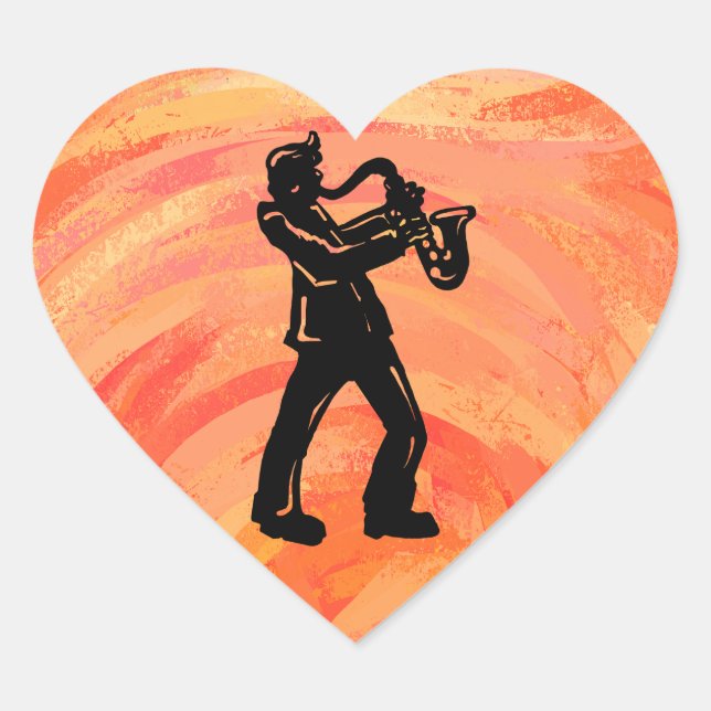 New York Boogie Nights Saxophone Orange Heart Sticker (Front)