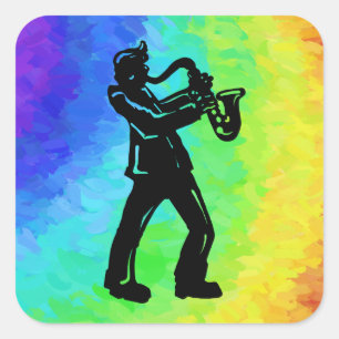 New York Boogie Nights Saxophone Rainbow Square Sticker