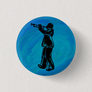 New York Boogie Nights Trumpet Blue 3 Cm Round Badge