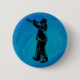 New York Boogie Nights Trumpet Blue 6 Cm Round Badge