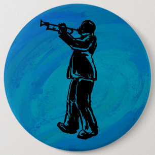 New York Boogie Nights Trumpet Blue 6 Cm Round Badge