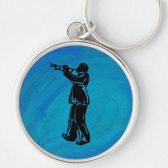 New York Boogie Nights Trumpet Blue Key Ring (Front)