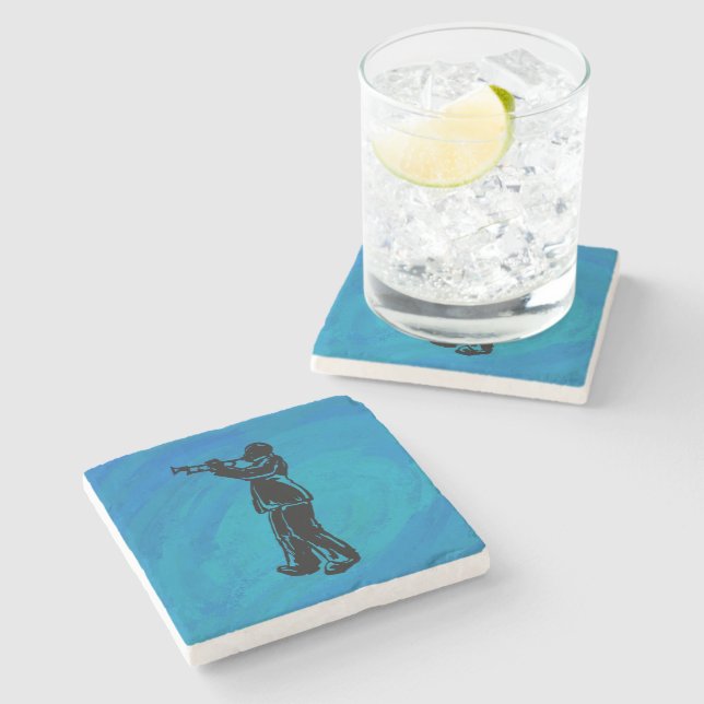 New York Boogie Nights Trumpet Blue Stone Coaster (Side)