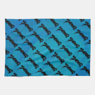 New York Boogie Nights Trumpet Blue Tea Towel