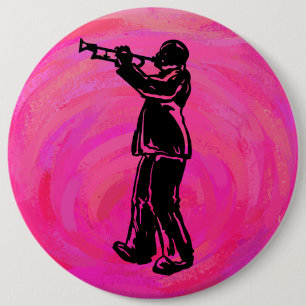 New York Boogie Nights Trumpet Hot pink 6 Cm Round Badge