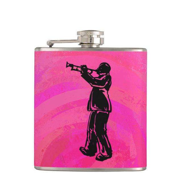 New York Boogie Nights Trumpet Hot pink Hip Flask (Front)