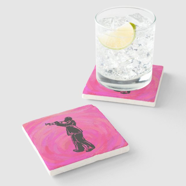 New York Boogie Nights Trumpet Hot pink Stone Coaster (Side)
