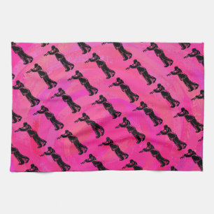 New York Boogie Nights Trumpet Hot pink Tea Towel