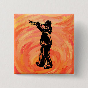 New York Boogie Nights Trumpet Orange 15 Cm Square Badge