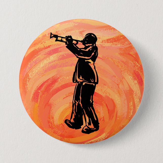 New York Boogie Nights Trumpet Orange 7.5 Cm Round Badge (Front)