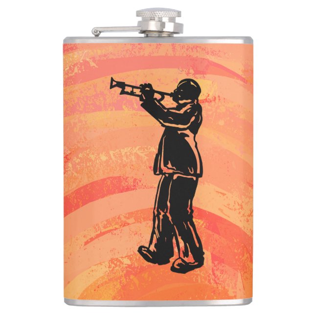 New York Boogie Nights Trumpet Orange Hip Flask (Front)