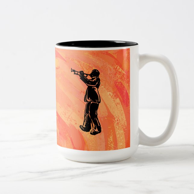 New York Boogie Nights Trumpet Orange Two-Tone Coffee Mug (Right)