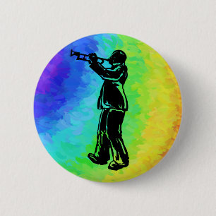 New York Boogie Nights Trumpet Rainbow 6 Cm Round Badge