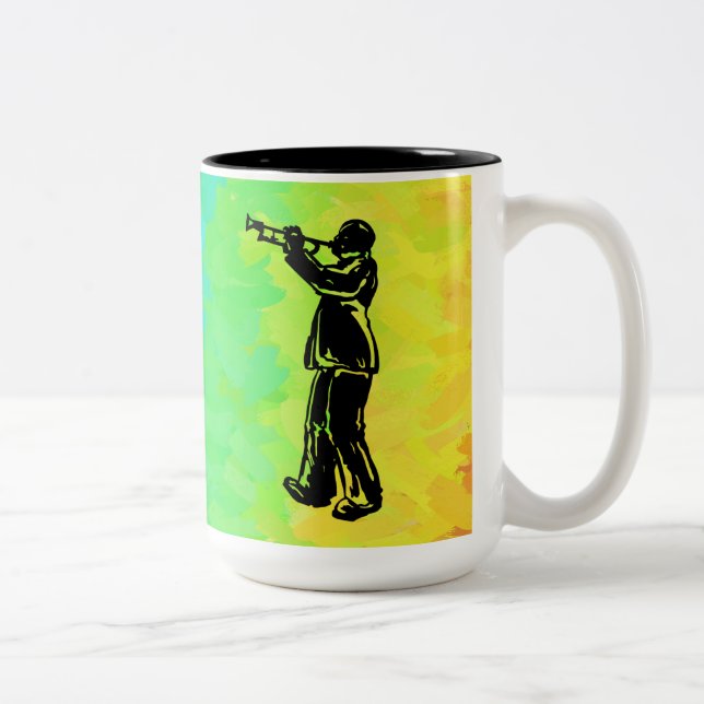 New York Boogie Nights Trumpet Rainbow Two-Tone Coffee Mug (Right)