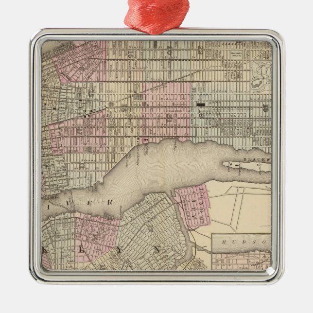 New York, Brooklyn 3 Metal Tree Decoration (Front)