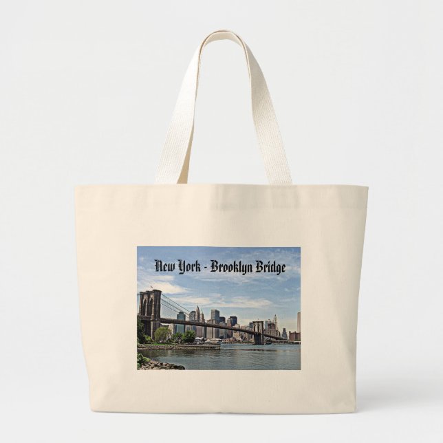 New York - Brooklyn Bridge Large Tote Bag (Front)