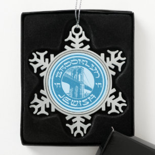 New York Brooklyn Jewish Holiday Snowflake Pewter Christmas Ornament