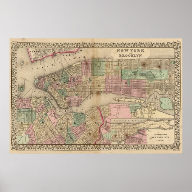 New York, Brooklyn Map by Mitchell Poster (Front)