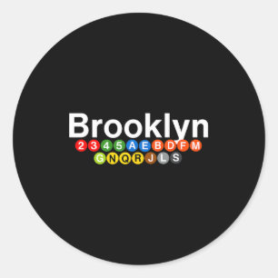 New York Brooklyn Subway Station Signs, Train Sign Classic Round Sticker