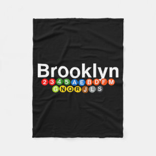 New York Brooklyn Subway Station Signs, Train Sign Fleece Blanket