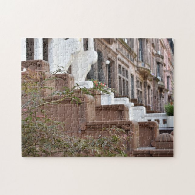 New York Brownstones Upper West Side Buildings NYC Jigsaw Puzzle (Horizontal)