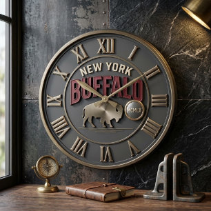 New York Buffalo Large Clock