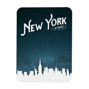 New York by night skyline - Flexible Photo Magnet