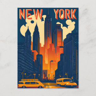 New York by Night, Travel Postcard