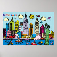 New York Cartoon Sightseeing Buildings