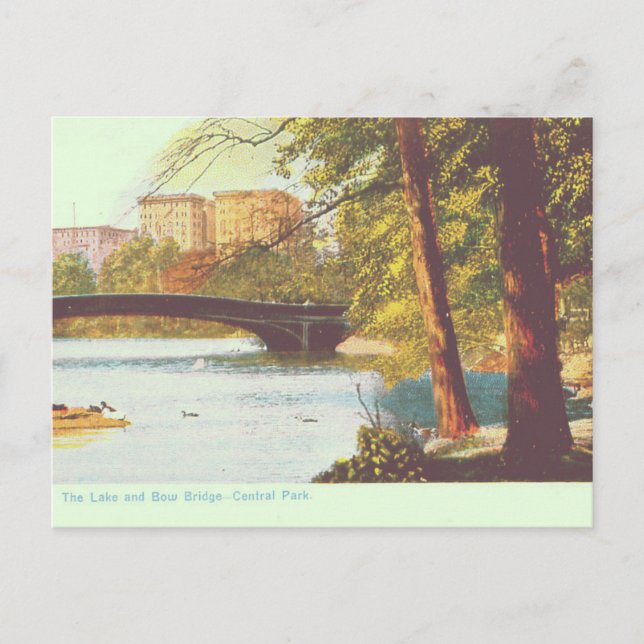 New York, Central Park Lake Postcard (Front)